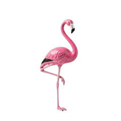 Pink porcelain flamingo figurine standing on one leg representing exotic tropical bird art