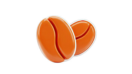 3D Coffee Beans Isolated on White Background