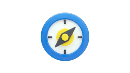 3D Compass Pointing Direction on White Background