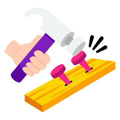 Conceptual flat design icon of fix iron nail 