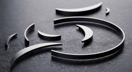 Broken euro currency symbol pieces.