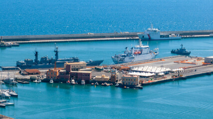 Aerial closeup of boats anchored at the port of Catania, Sicily, Italy.  © Stefano Tammaro
