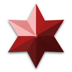 Faceted Ruby Red Six-Point Star Vector Graphic Luxury Design Element