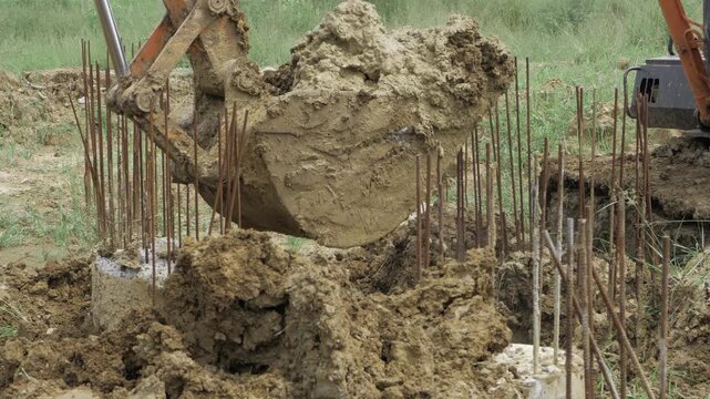 Construction Site - Excavation and Foundation Work in Progress