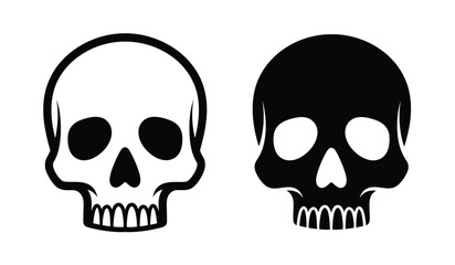 A stark depiction of two human skulls one white against a background and one black showcasing a contrasting visual representation of mortality and the