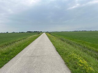 Road through farmland around Lollum