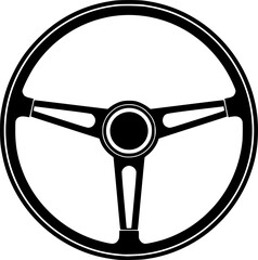 Vintage steering wheels illustration in black and white on a white background

