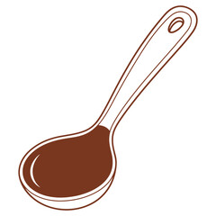 Brown wooden spoon illustration isolated on white background for cooking or baking