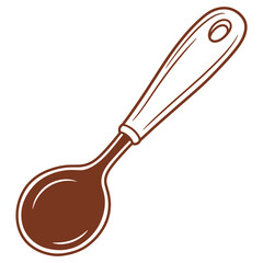 Brown wooden spoon illustration isolated on white background for cooking or baking