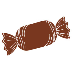 Delicious chocolate candy wrapped in brown paper sweet treat illustration