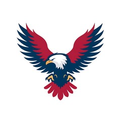 Obraz premium Red and Blue Eagle Mascot Logo with Wings Spread image photo