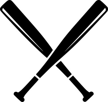 Baseball bats illustration in black and white on a clean white background
