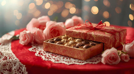 Valentine's Day Chocolate Box	& Rose
