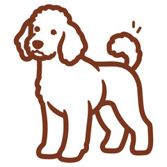 Illustrated Brown Dog Silhouette Standing Alone Isolated on White Background