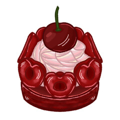 Cherry Cream Cake Dessert Illustration
