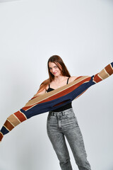 Naklejka premium frau, pullover, schönheit, gestalten, leitbild, leute,