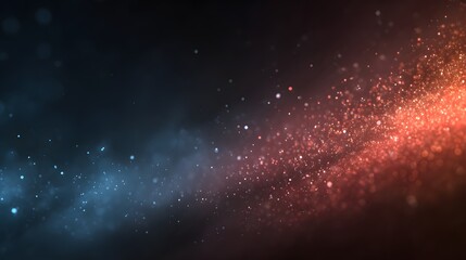 Farbiger kosmischer Nebel mit Lichtpartikeln in Blau und Rot
