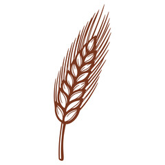 Illustrated Wheat Ear Icon Design Element for Graphic Design Projects