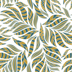 Abstract Floral seamless pattern with leaves. tropical background