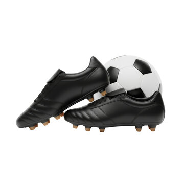 sports footwear and ball set on a plain background with isolated transparent background