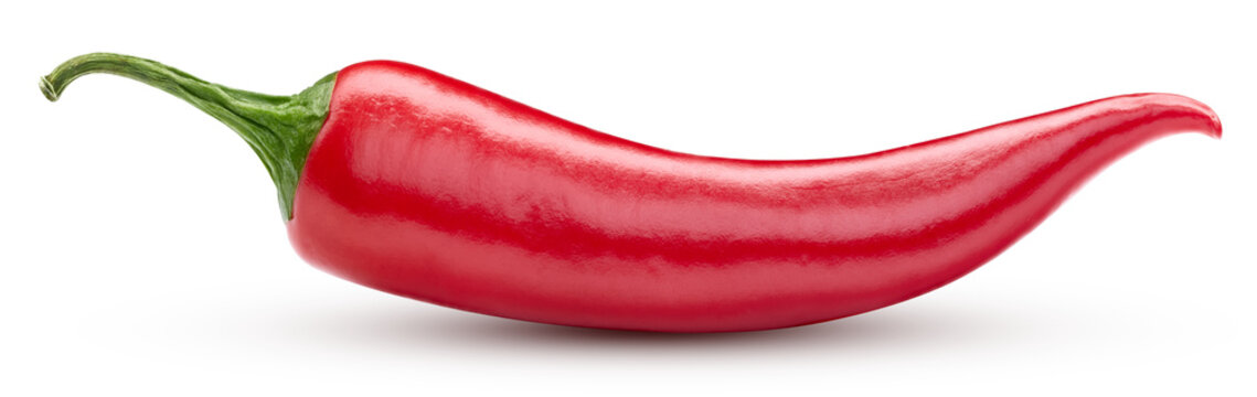 Red hot chilli pepper isolated on a transparent background. Chili pepper top view
