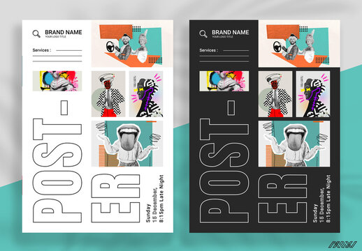 Event Poster Layout With Dark & Light Accents
