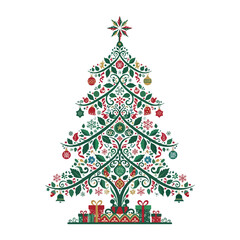 christmas tree drawing isolated on white