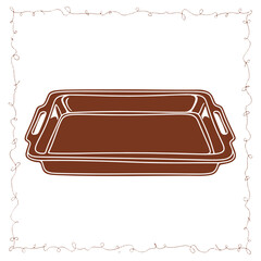 Stack of Brown Baking Trays with Handles Isolated on Transparent Background