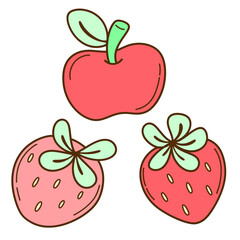 set of apples and strawberries 