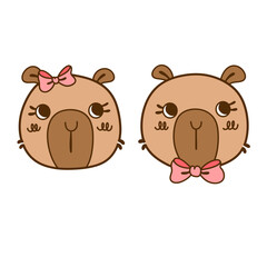 Capybara couple cartoon valentine