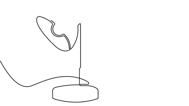 Minimalist desk light continuous line drawing icon loop animation