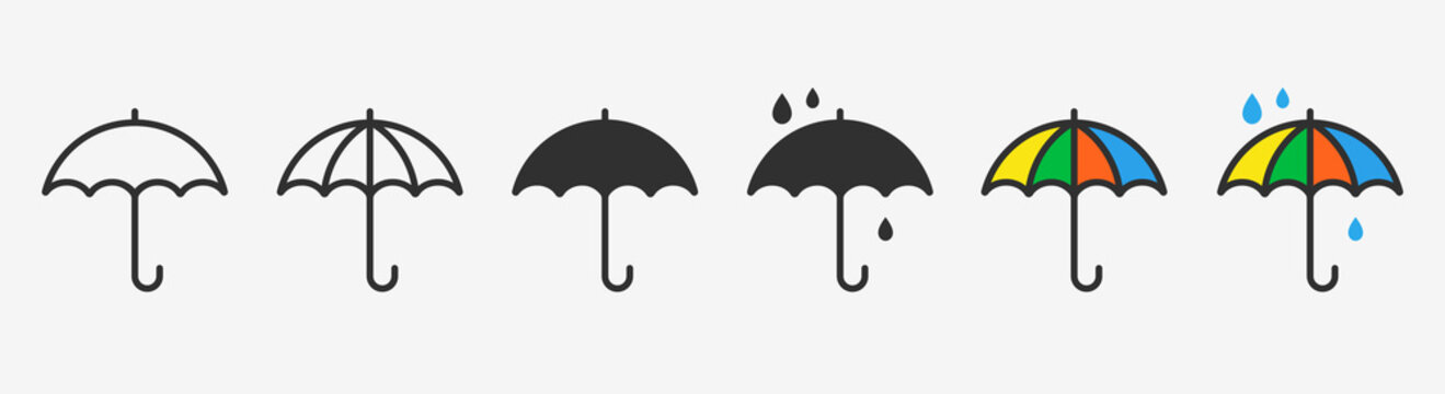 Umbrella flat and line icon set. Vector illustration