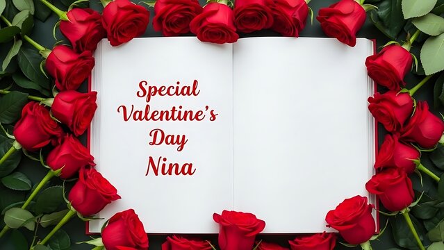 Valentine s day greeting card with roses for nina
