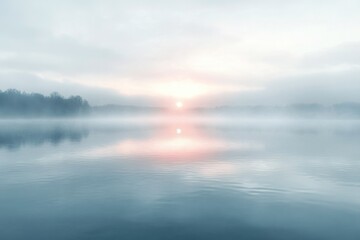 Fototapeta premium Misty Sunrise over Lake