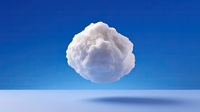Soft, Fluffy White Cloud Isolated on Light Blue Background, Floating in Air, Represents Dreams, Imagination, and Nature&rsquo;s Beauty in a Calm Atmosphere