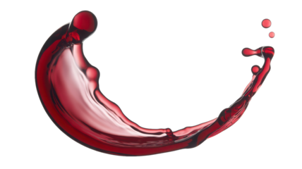 Splashes of rich red wine isolated on transparent background