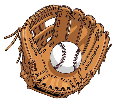 Baseball Glove and Ball Ready for Action Sports Illustration baseball