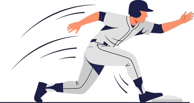 Dynamic Baseball Player Sprinting Towards First Base Action Illustration baseball