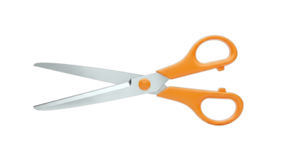 Orange Scissors Open on White Background