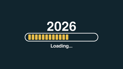 Futuristic Loading Bar with 2026 Year and Progress Indicator