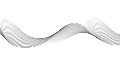 Abstract flowing line art pattern with smooth wavy curves in monochrome grayscale, forming a minimalist geometric background on white for modern design, branding, and digital visuals