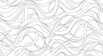 Fototapeta premium A complex and dynamic seamless pattern of chaotic, overlapping, and flowing black and white lines creating an abstract texture.