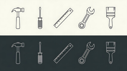 Obraz premium A set of basic hand tools for various tasks and projects