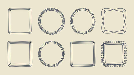 Hand-drawn frames and borders for photo or text, illustration set
