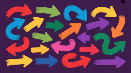 Colorful Arrows Pointing in Different Directions on Dark Background