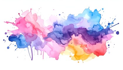 Watercolor wash of bright, blended hues across a white backdrop