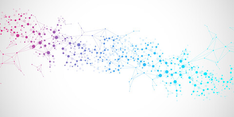 Molecular structure and genetic engineering, atom, neural network, neurons, DNA molecule. Scientific research concept for healthcare, medical, technology, chemistry, science template presentation