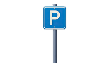 Parking Sign on Pole - Isolated on White