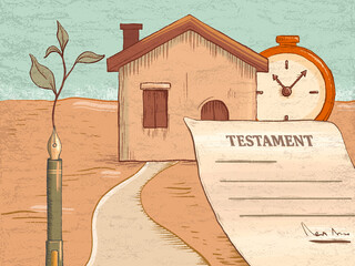 Last will and testament with fountain pen