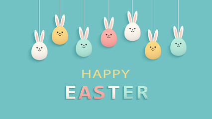 Easter background with minimalist bunnies for holiday design. Vector illustration for an Easter background.